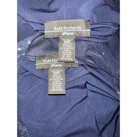 R & M Richards Womens 10P Embellished Navy Blue Dress with Matching Jacket - Picture 11 of 12